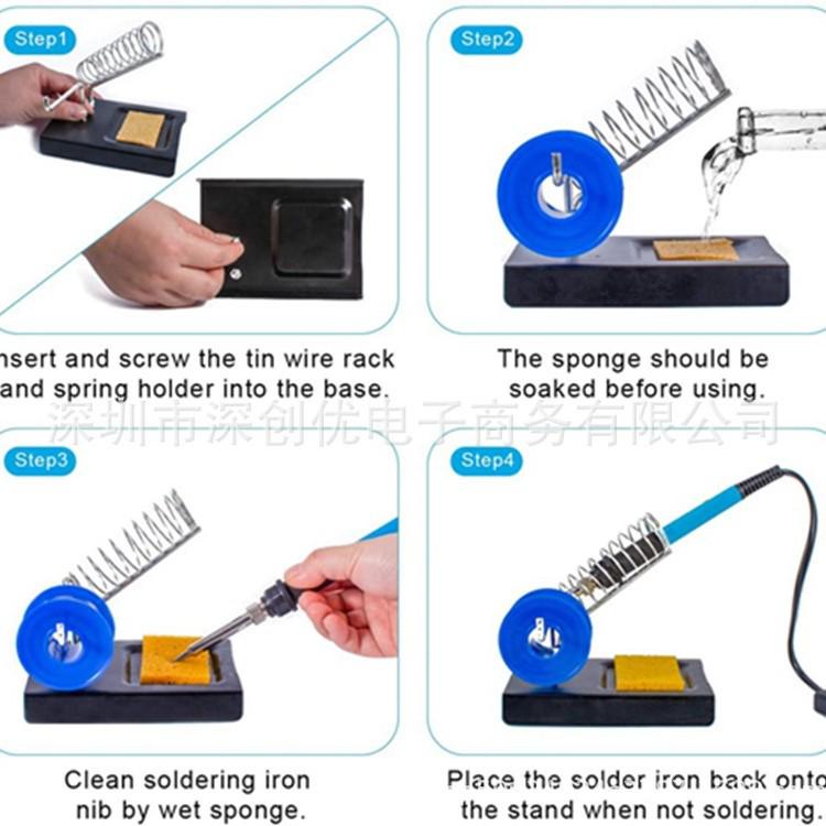 60W Soldering Iron Kit with ON-OFF Switch, Solder Sucker, Stand, and PU Handbag