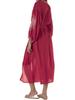 EDOLYNSA Rød bohemsk brodert front åpen Langermet strandkjole LongTunic Dame Plus Size Beachwear Badedrakt Cover Up Q1010