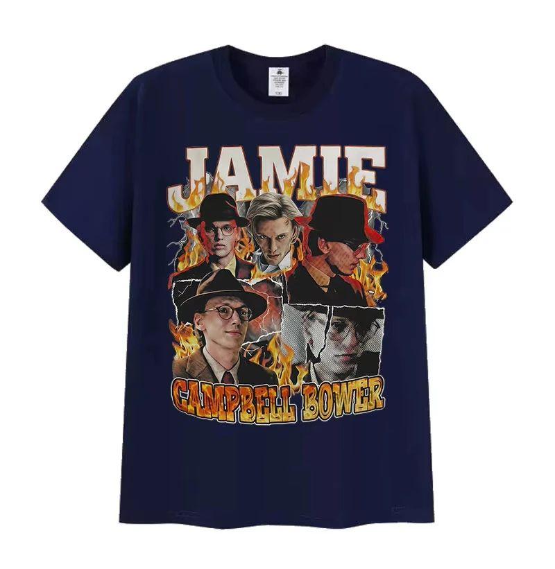 Vintage Mode Klassische Gothic Kleidung Limitierte Schauspieler Jamie Campbell Bower Grafikdruck T-Shirt Lässiges Baumwoll-T-Shirt Unisex