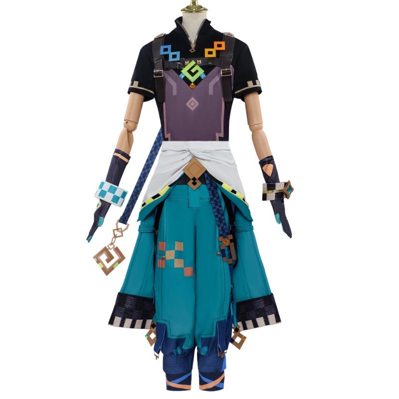 Genshin Impact Kinich Disfraz de Cosplay Conjunto Completo Trajes Kinich Juego de Roles Uniforme Disfraz Peluca Halloween Actividad Fiesta Ropa de Anime
