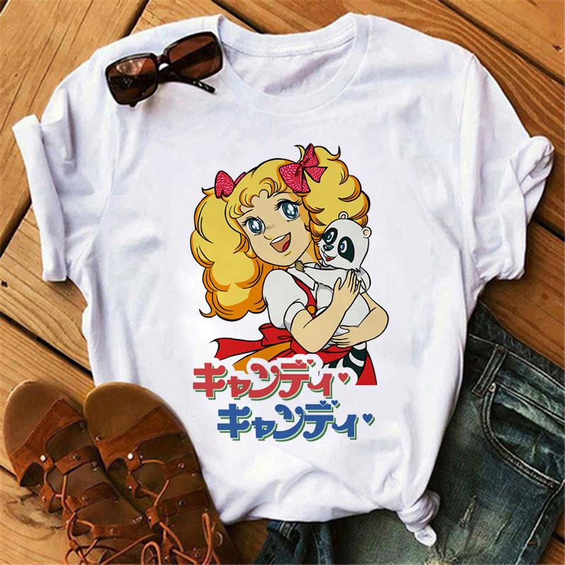Anime Candy Candy T-shirt Clothes for Women Japanese Manga Short Sleeve Graphic Tee Y2k Kawaii Casual Tops Women's Sumer Clothes