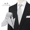 [Milano Alpha] Men's Formal Tie and Pocket Square Set for Weddings, Receptions, and After-Parties - Stylish, Gentlemanly, Washable, fo101-3 Silver