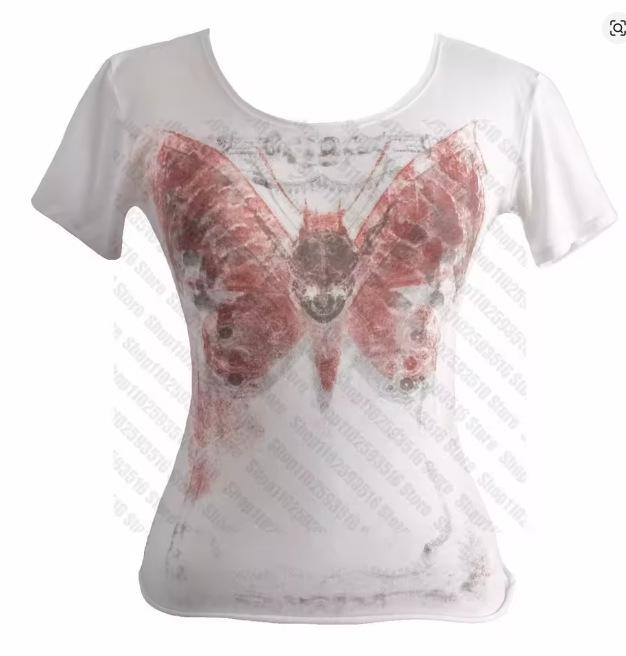 2026 Cross-border Sweet and Spicy Patchwork Punk T-shirt for Women - Irregular, Versatile Short-sleeved Top