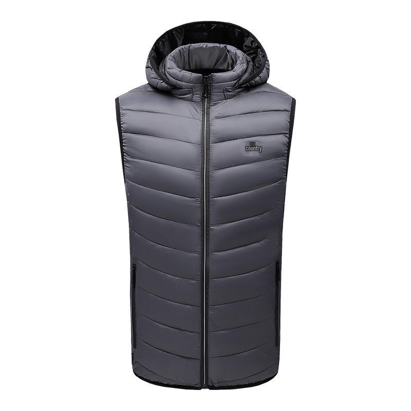 Men's Heated Hooded Winter Vest - Electric, Warm, Cotton, Plus Velvet