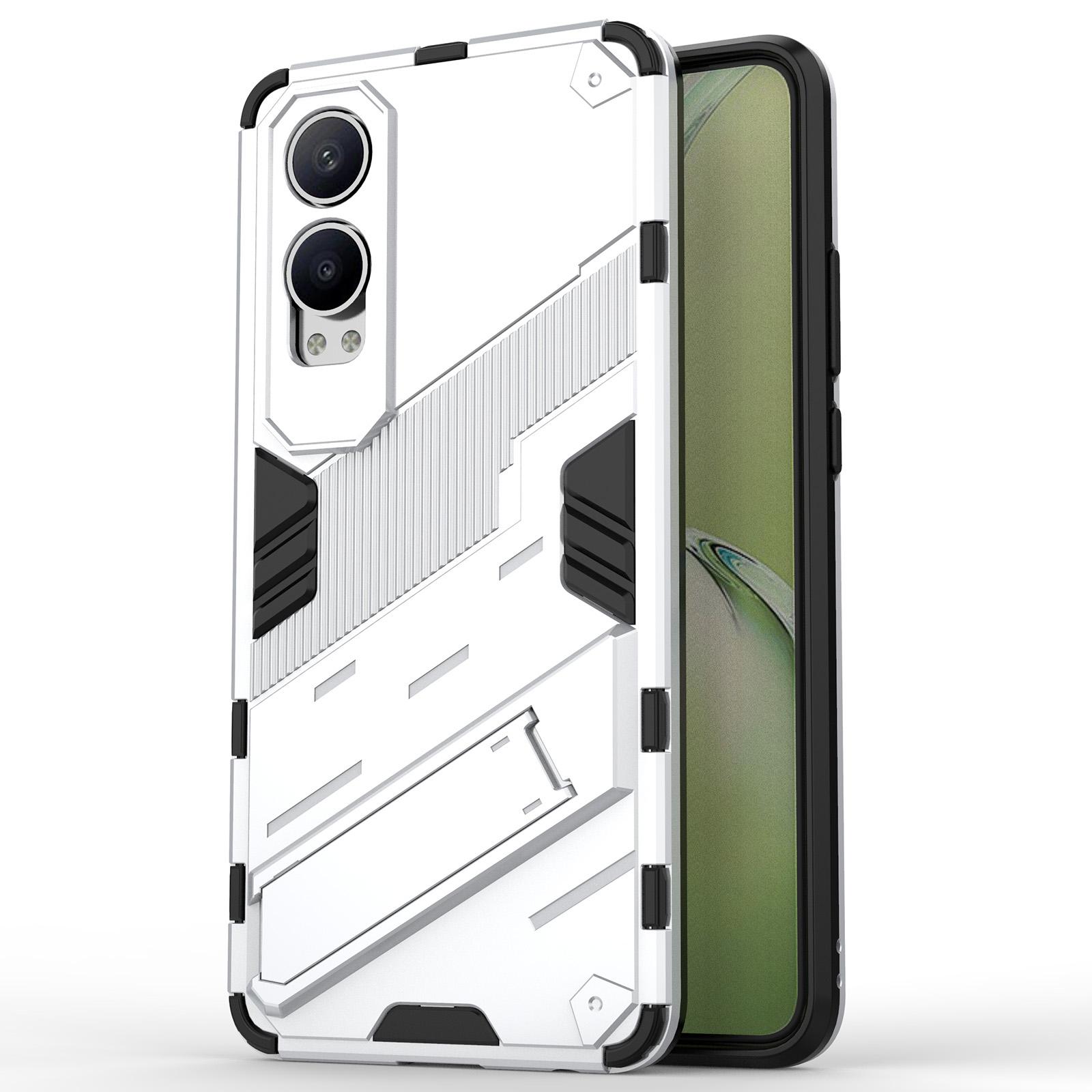 

For OnePlus Nord CE4 Lite 5G/Oppo K12x 5G (China) Case Kickstand Hybrid Hard PC Soft TPU Phone Cover White