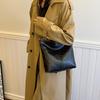 Women Tote Bag Solid Color Simple Shoulder Bag PU Leather Zipper Handbag Large Capacity Casual Shopping Bag Pouch