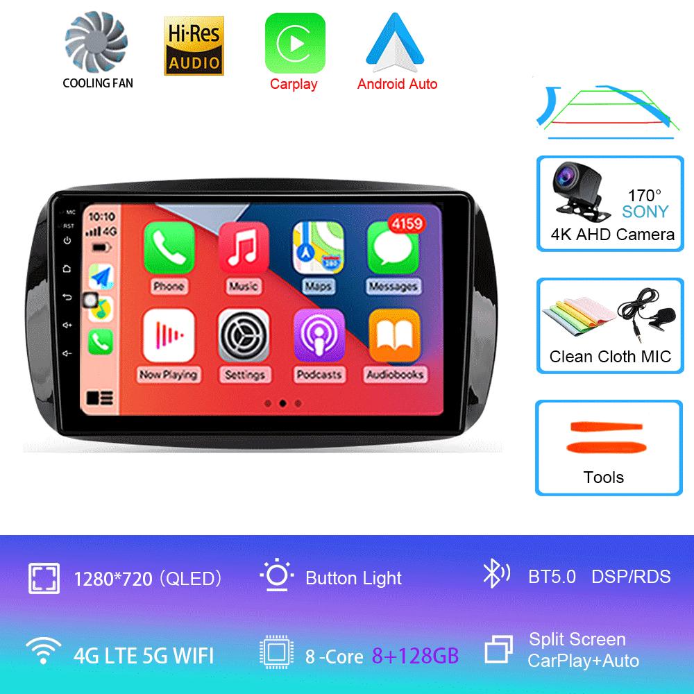 Car Radio Android 14 Carplay For Mercedes Benz Smart 453 Fortwo 2014 2015 2016 -2020 Multimedia Player Navigation GPS Stereo DSP