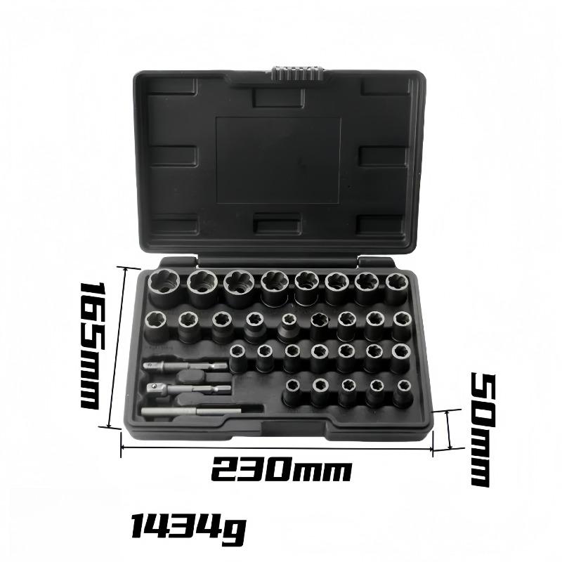 32Pcs Broken Bolt Extractor Set Damaged Screw Nut Remover Kit for Stripped Broken Screws Nuts Bolts Removal