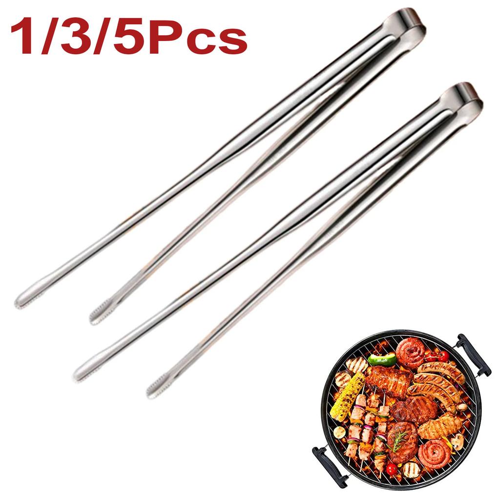 Stainless Steel Grill Tongs Cooking Utensils For Kitchen BBQ Baking Silver Grill Tongs Tweezers Camping Supplies Cooking Clamp