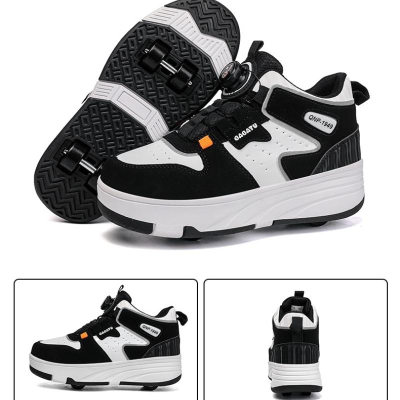 Boys Youth Roller Skates Shoes Removable Flat Shoes Four-Wheel Running Shoes for Kids - Roller Skating Shoes with Sport Buckle
