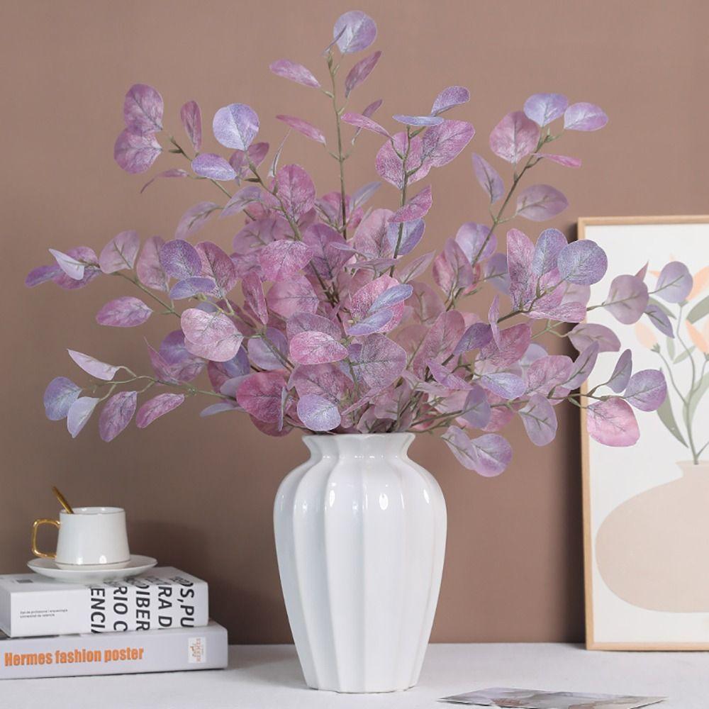 Multicolor Artificial Eucalyptus Stems Bridal Bouquet Photography Prop Simulation Money Leaf Branches Plastic Landscape Making