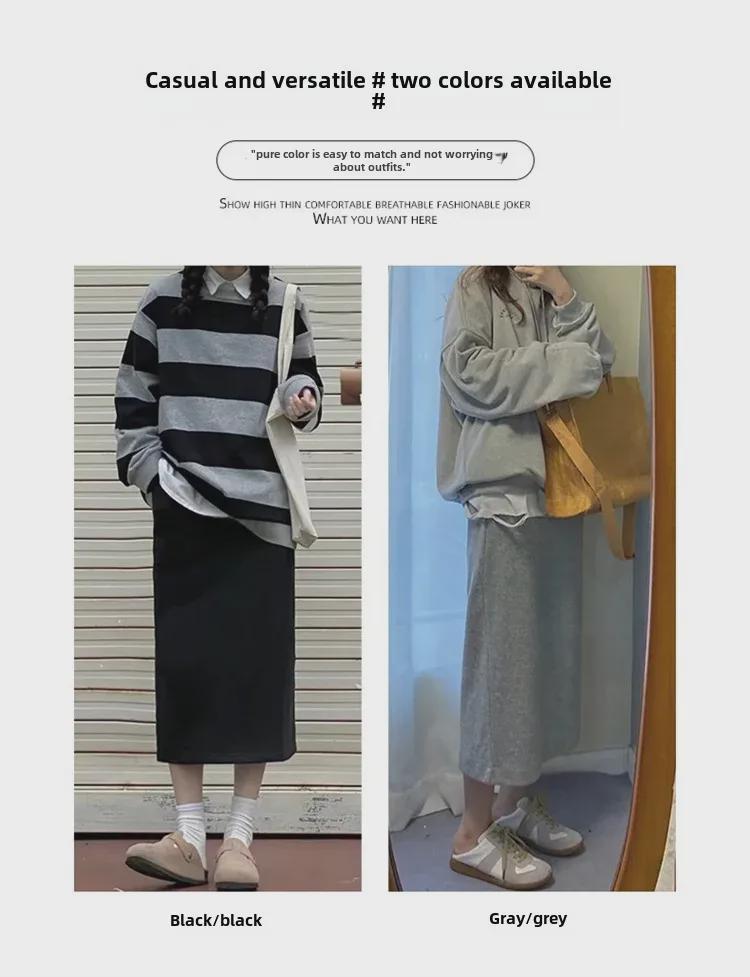 Fustă lungă de maternitate cu talie înaltă și crăpătură, în formă de A, pentru toamnă/iarnă