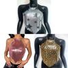 Metallic Sequin Crop Top For Women With Halter Neck Streetwear