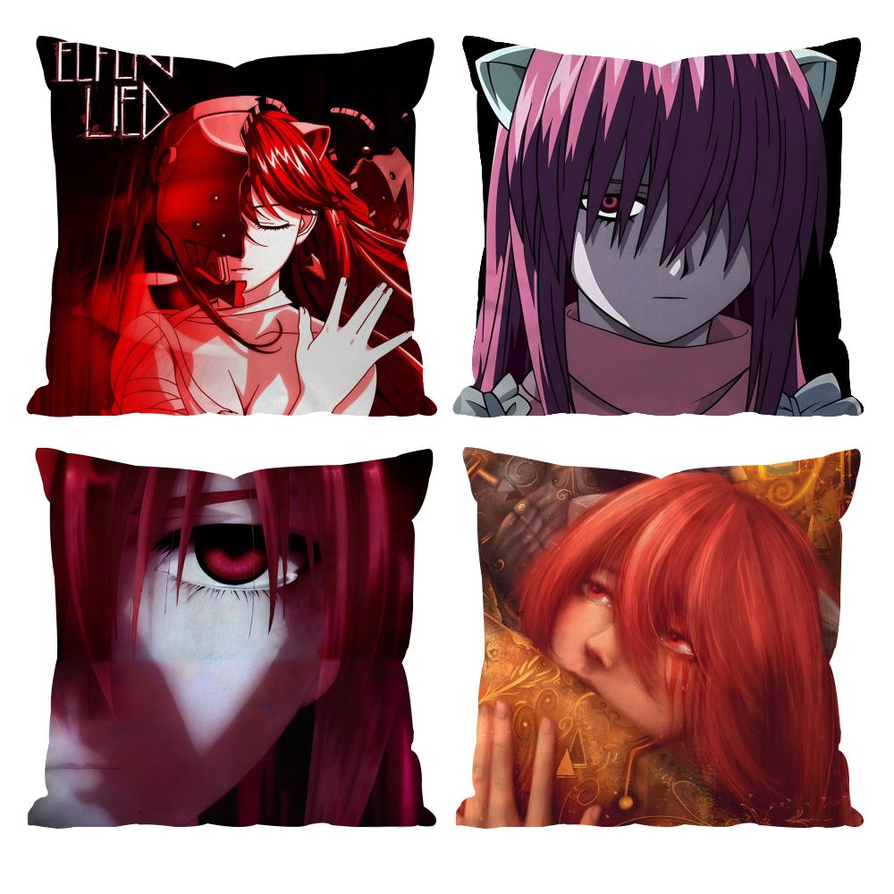 Anime E-Elfen L-Lied Cushion Cover Pattern Printed Pillowcase for Living Room Sofa Cushion Cover & Bedroom Decor