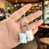 Cute Flocked 3D Resin Bear Keychain Sweet Creative Student Phone Chain Pendant Bag Accessory Phone Strap Gift