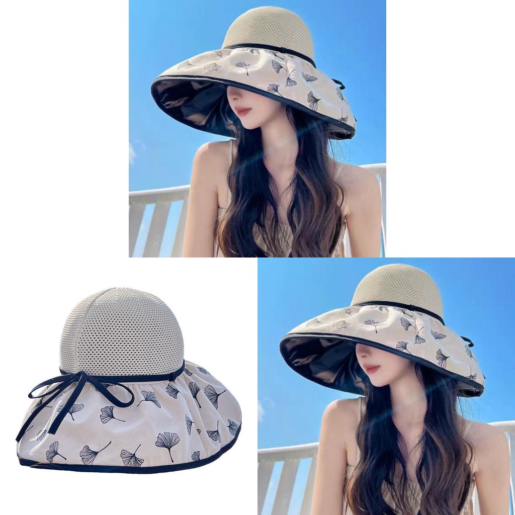 Sun Protection Hat With Butterfly Bow Summer Beach Wide Brim Sun Hat For Women