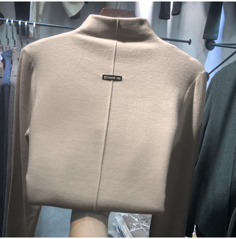 

QICED Полуводолазка Двусторонний Бархатный Бархатный Праймер для Женщин Осенне-зимняя Мода Западный Стиль Студенческий Топ XXXL абрикосовый