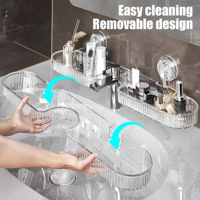 Mutfak Lavabo Musluğu Düzenleyici Vantuz Sünger Tutucu Büyük Kapasiteli Kurulumu Kolay Çok Amaçlı Düzenleyici Drenaj Rafı