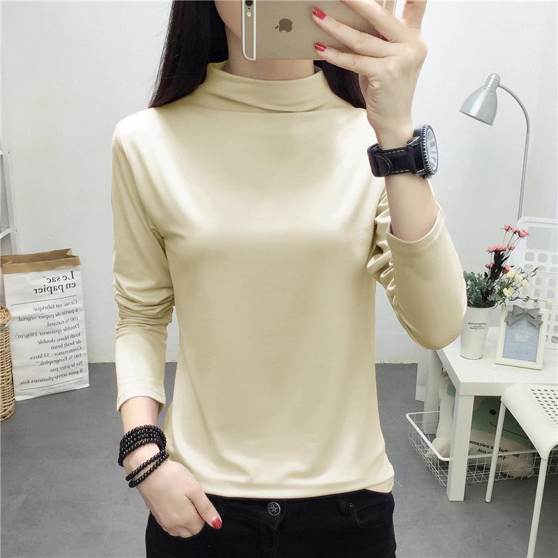 Women's Slim Fit Long-Sleeve Turtleneck In Solid Pink – Elegant Commuting Tee
