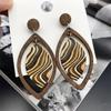 Bohemian Retro Wooden Leaf Earrings - Water Ripple Style