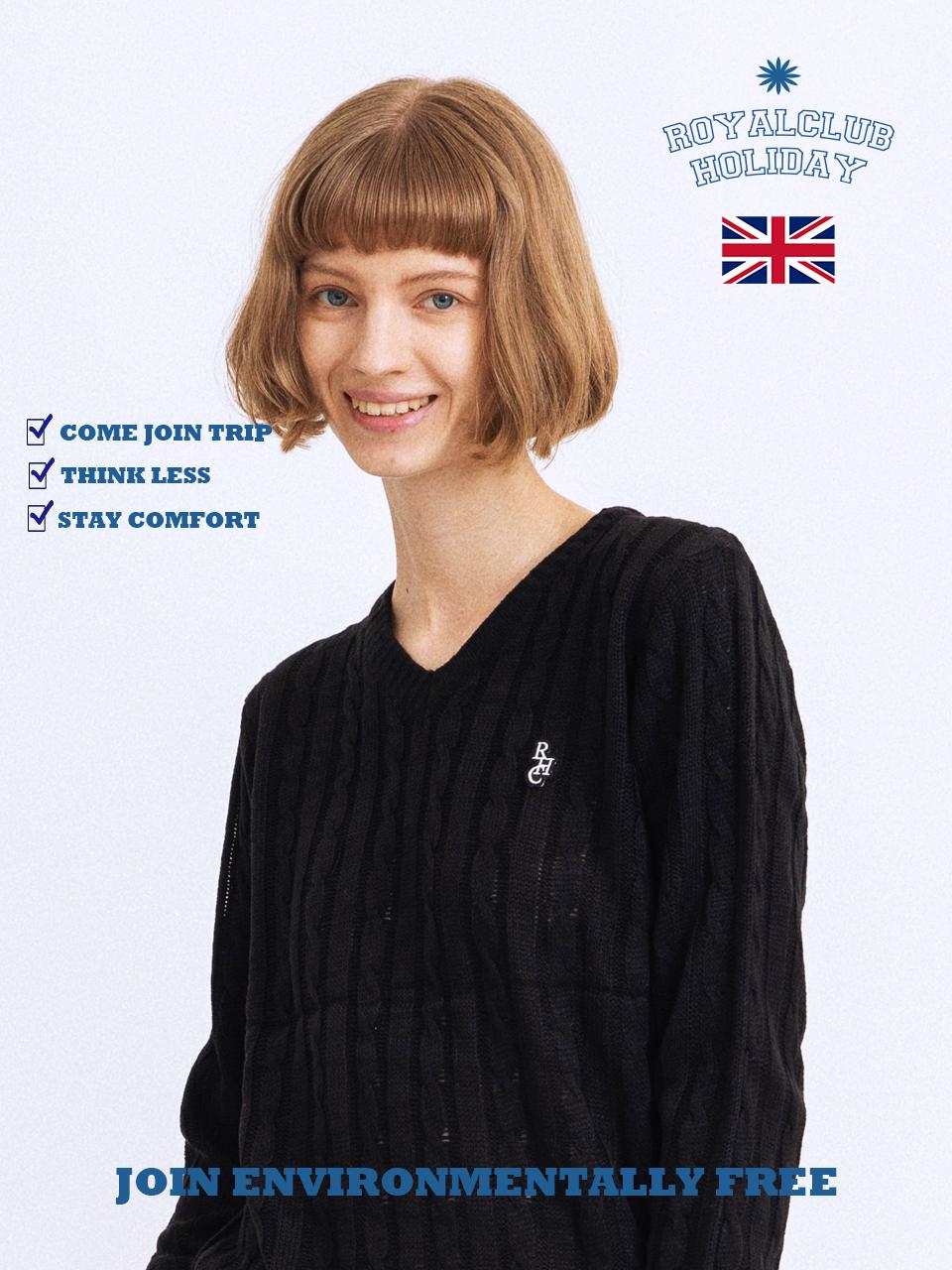 Royal Club Holiday Royalmark Cable Knit Black L