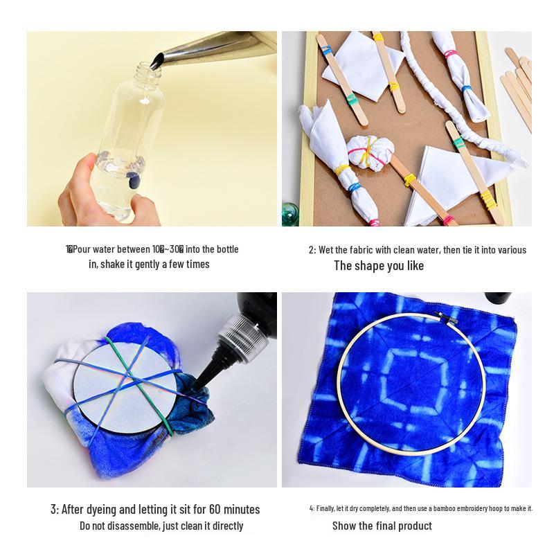 Children's Tie-Dye Embroidery Kit: Bamboo Hoop, Blue Wall Pendant
