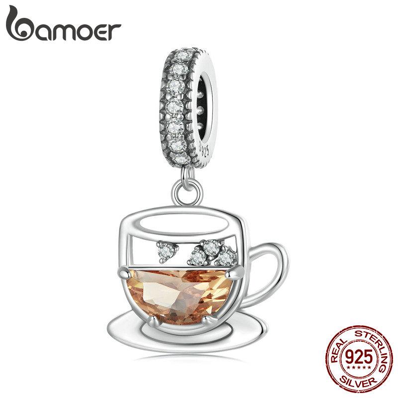 Bamoer 925 Sterling Silver Women Lovely Pink Purple Animal Elements Beads Charms for DIY Bracelets Girl Fine Jewelry