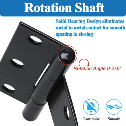 Wopanxye 2-Piece Heavy-Duty Silent Hinges, 150mm T-Shaped Black Flat Hinge, Epoxy-Coated Wrought Iron, for Cabinets, Storage Doors, Windows, and Close