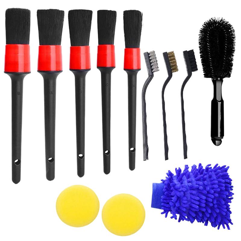 1 Set Car Cleaning Brushes Washing Glove Towel Sponge For Car Leather Air Vents Rim Cleaning Tools Detailing Brush Kit