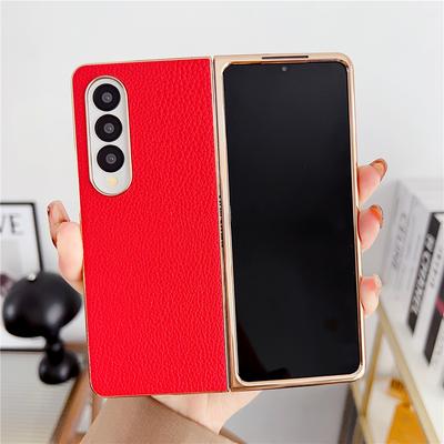 Ultra-thin Leather Plating Phone Case For Samsung Galaxy Z Fold 4 3 5G Shockproof Full Protection Cover Coque Fundas