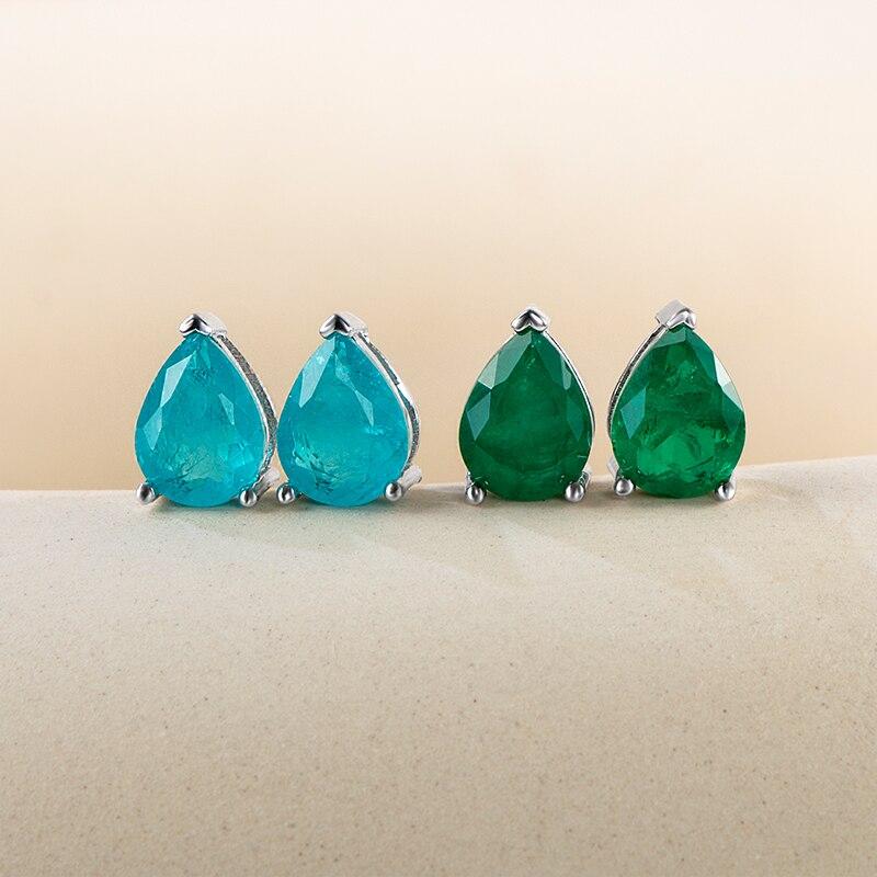 Gica Gema Klassische 100% 925 Sterling Silber Birne erstellt High Carbon Diamant Ohrstecker Weißgold Ohrringe edlen Schmuck