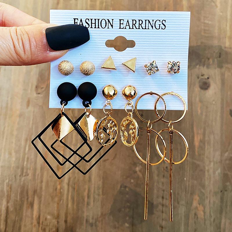 6-Piece Set Vintage Pearl Earring Set Crystal Tassel Earrings Hypoallergenic Gold Earrings Women Jewelry Accessories Gifts