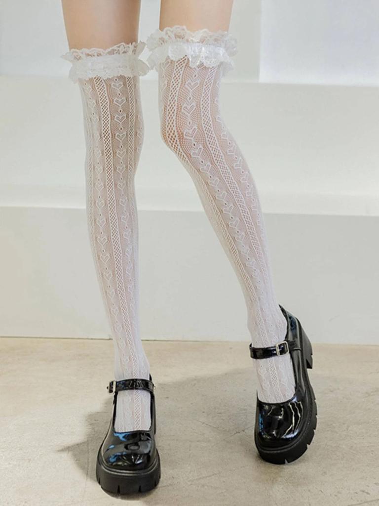 Lolita Knee High Socks Women Stockings Sexy Lace Bow Long Socks Thigh High Stockings Sweet Girls Kawaii Stockings