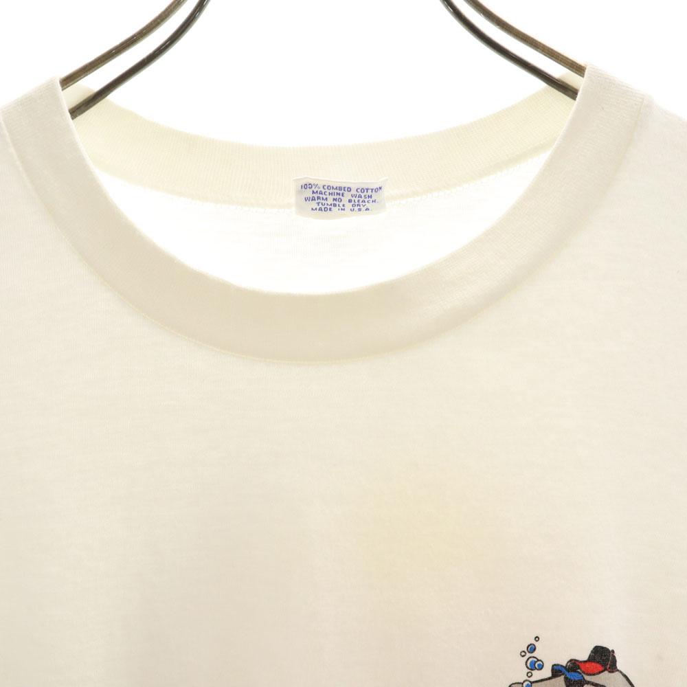 Crazy Shirt 90s Made In USA Old Print Short Sleeve T-shirt L White System Men's Used