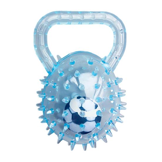 

Успокаивающий мяч для собак, пищащая резиновая жевательная игрушка, интерактивный колючий мяч с ручкой, игрушка для бросания и приноса для средних и крупных пород синий