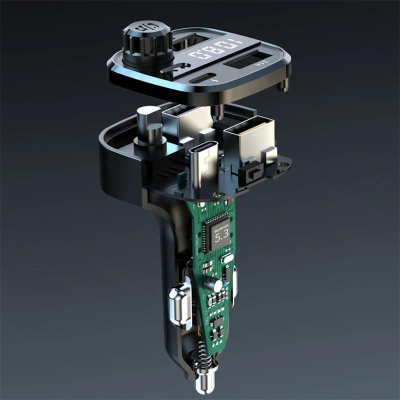 C26 Car FM Transmitter Dual USB Type-C Bluetooth Wireless Speaker Hands-Free MP3 Player with 3.1A Fast Charger Car Accessory