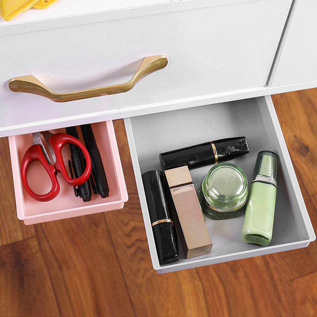 Under Desk Drawer Storage Box Security Punch Free Hidden Self Adhesive Pencil Tray Drawer for