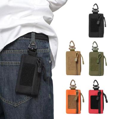Mini Bolsa Táctica con Cremallera EDC Bolsa de Utilidad con Mosquetón Llavero Militar Bolsa Cartera
