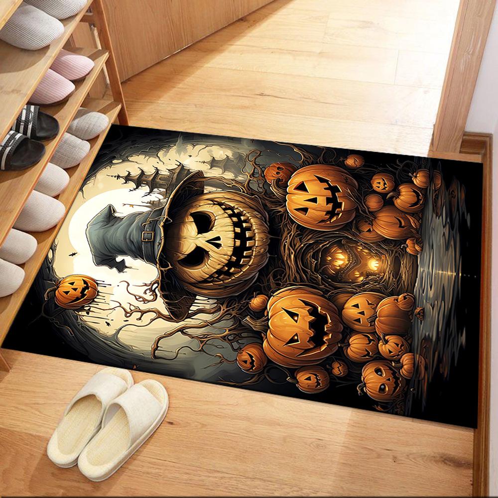 Sugar Skull Pumpkin Art Floor Mats for Living Room, Bedroom and Room Decoration Are Suitable for Gifts.