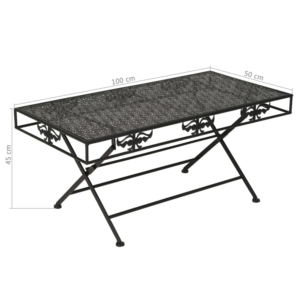 Folding Coffee Table Vintage Style Metal 100x50x45 cm Black