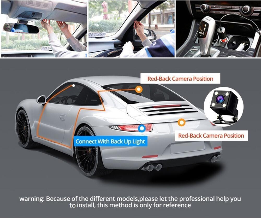 Dual Lens Dash Cam with Night Vision, 3" HD 1080P, WiFi, and Front & Rear Recording