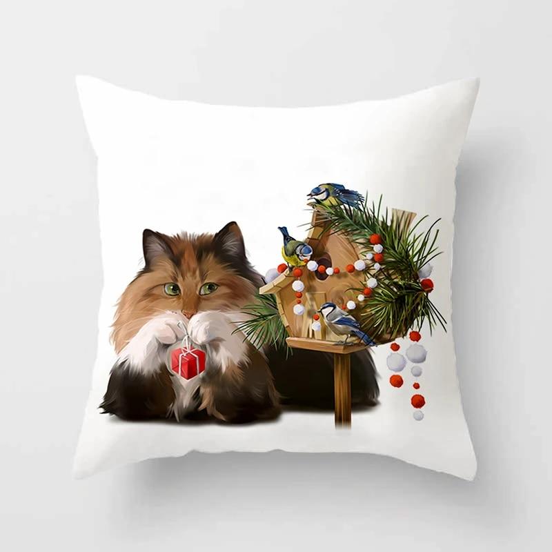 Cute Cat Print Polyester Cushion Cover 45x45 Throw Pillow Case For Sofa Car Home Decorative Pillowcase Pillow Cover