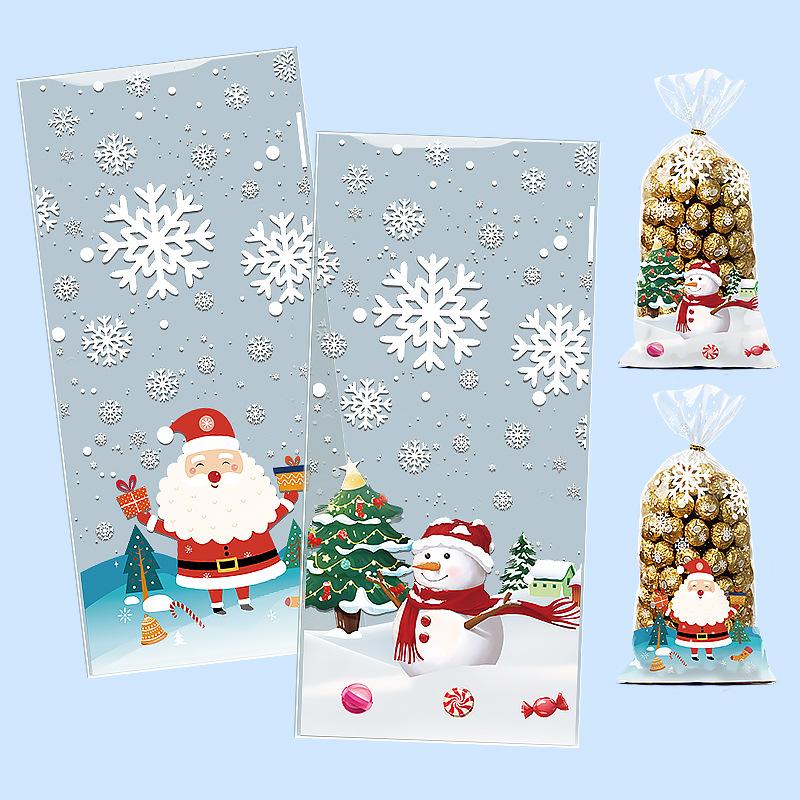 

Оригинальный, Рождественский Снеговик, Пакет для конфет, Слоеное тесто Снежинка, Печенье, Санта Клаус, Упаковка для подарков на вечеринку 50pcs