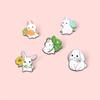Rabbit Holding Radish Sunflower Four Leaf Clover Animal Enamel Brooch Pin Badge Decorative Jewelry Style Brooches For Women Gift