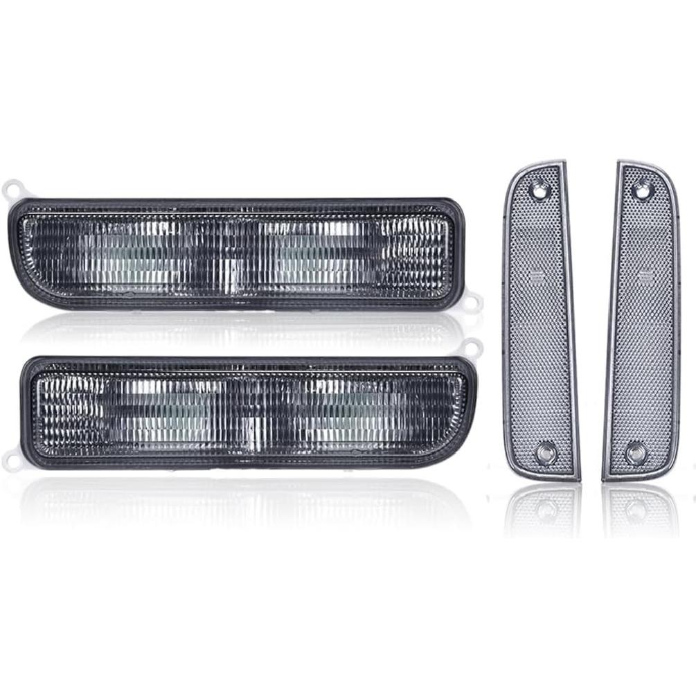 

PIT66 Smoked Bumper Turn Signal Combo and Corner Side Marker Lamps Set Compatible with Jeep Cherokee XJ Chassis 1997 1998 1999 2000 2001 Driver &