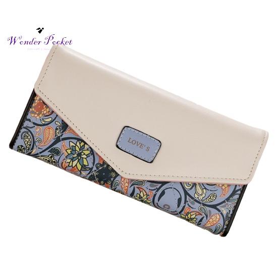 Portfel damski kształt koperty Vintage kwiat romb drukuj długi przenośny ze sztucznej skóry o dużej pojemności mocne szwy torebka damska dla dorosłych odzież erotyczna