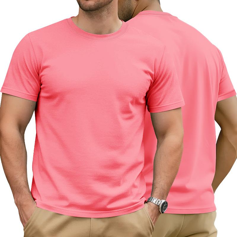Fashion Europe, America, summer solid color round neck short sleeve pure cotton casual sports simple T-shirt top