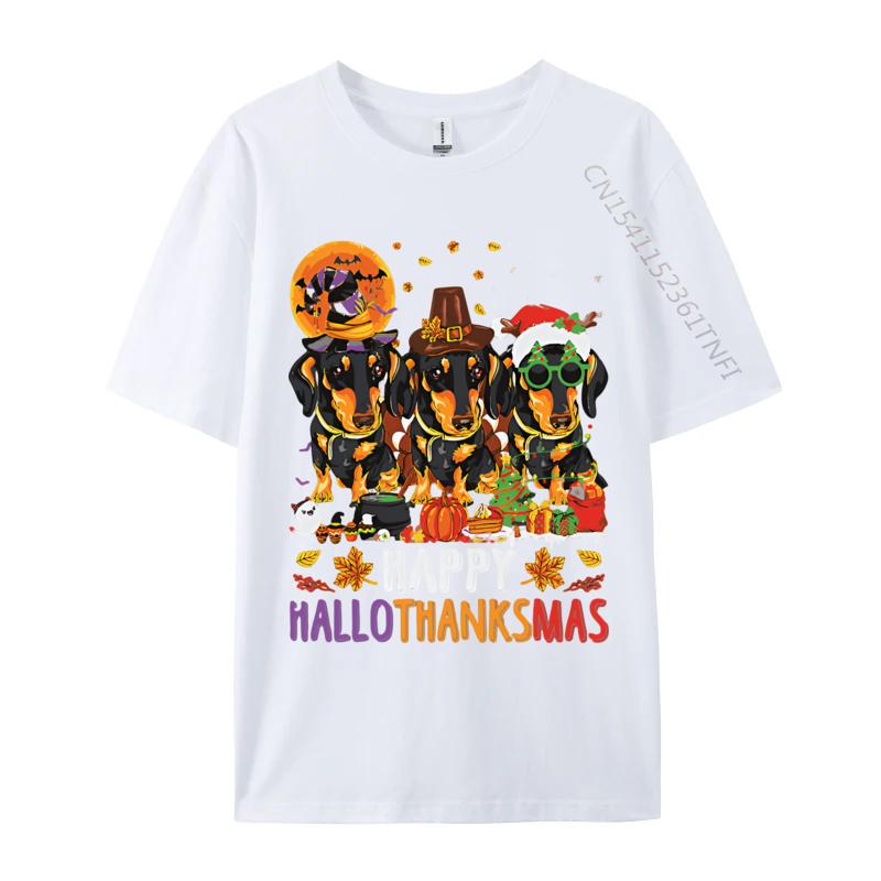 Funny Men Tops T Shirt Happy Hallo Thanksmas Dachshund Dog Tshirt Comics T Shirt Cotton Fashionable Camisetas S