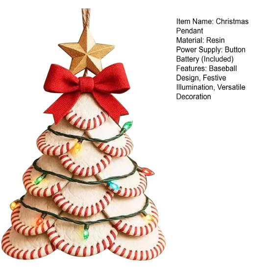 Baseball String Lights Christmas Ornament Festive Lantern Design Sports Enthusiast Christmas Decor Holiday Decoration