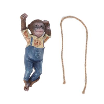 Estátuas de macaco de jardim, simulação fofa, resina, macaco pendurado, ornamento de jardim para jardim ao ar livre, gramado